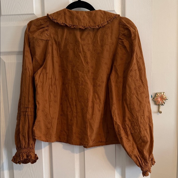 Universal Thread Burnt Orange Button-Front Embroidered Blouse - Picture 3 of 4